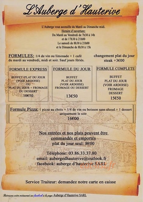 Auberge D'hauterive — carte page 4
