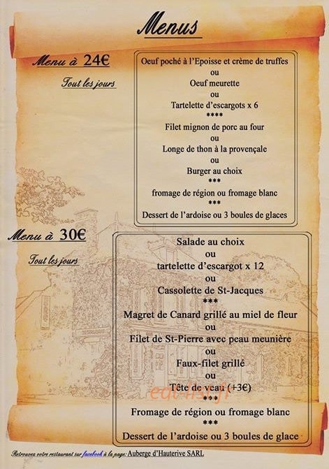 Auberge D'hauterive — carte page 3