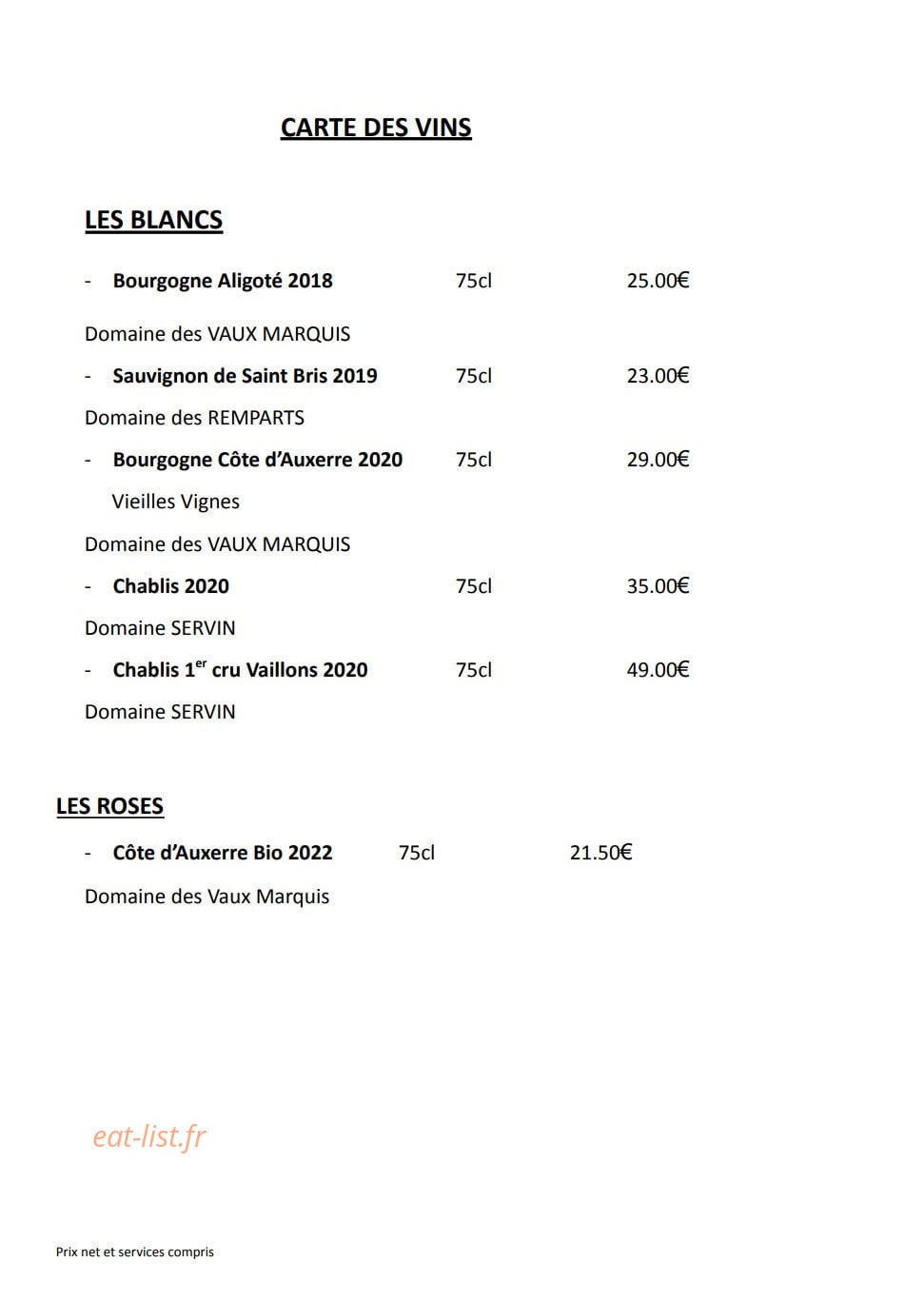 Bistro de la Place — carte page 5