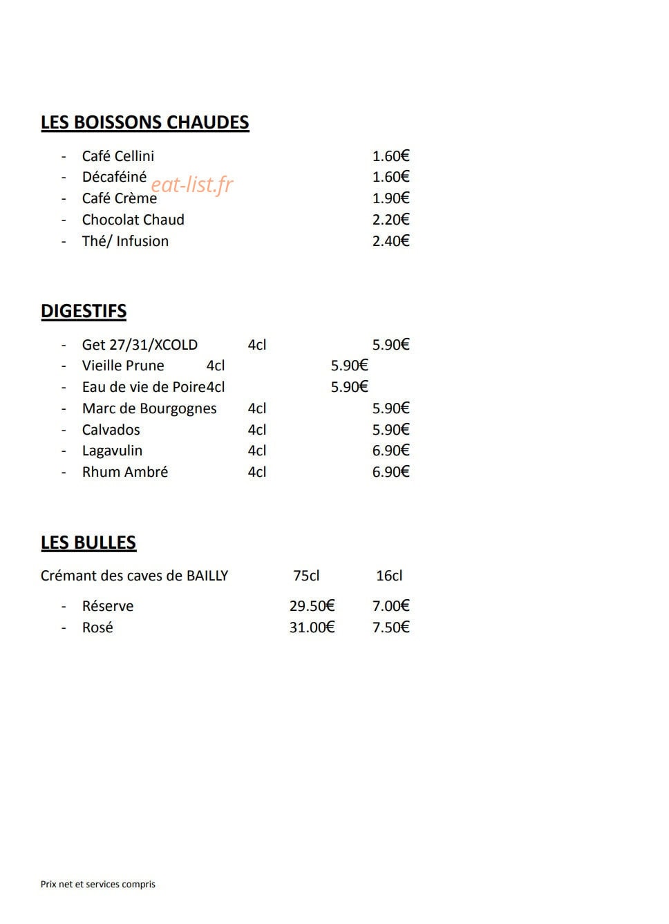 Bistro de la Place — carte page 4