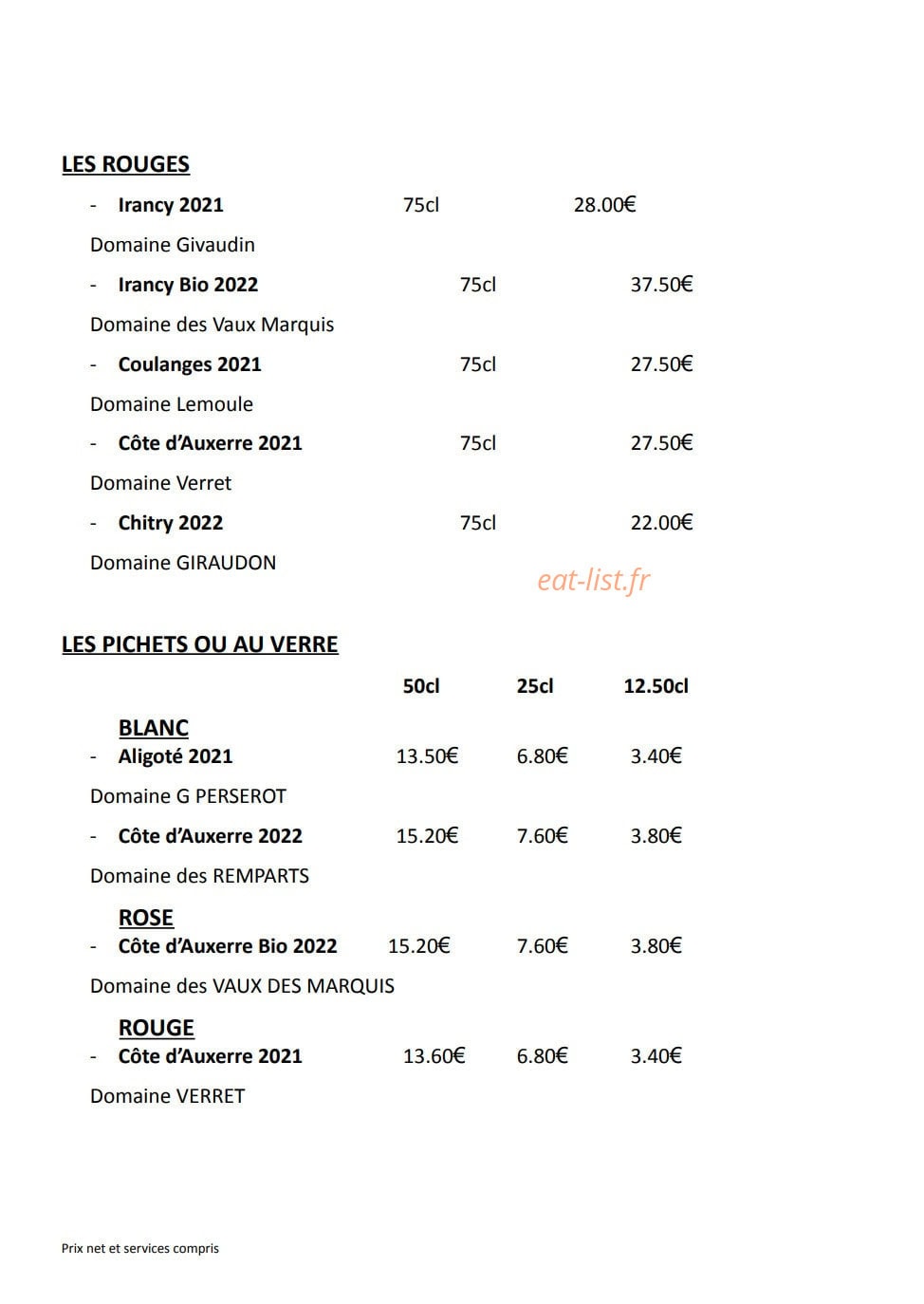 Bistro de la Place — carte page 6