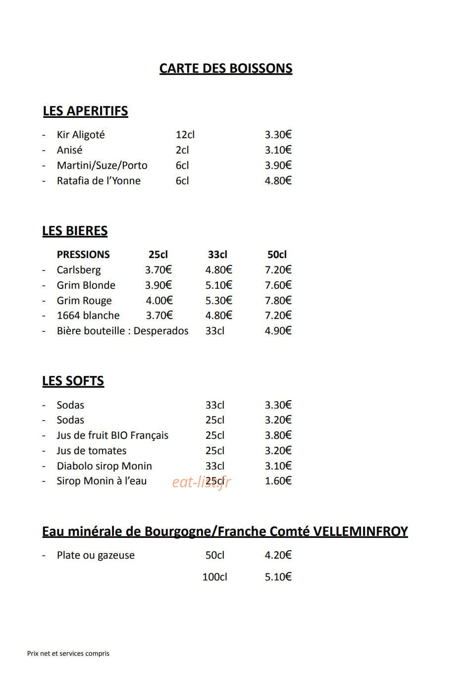 Bistro de la Place — carte page 3