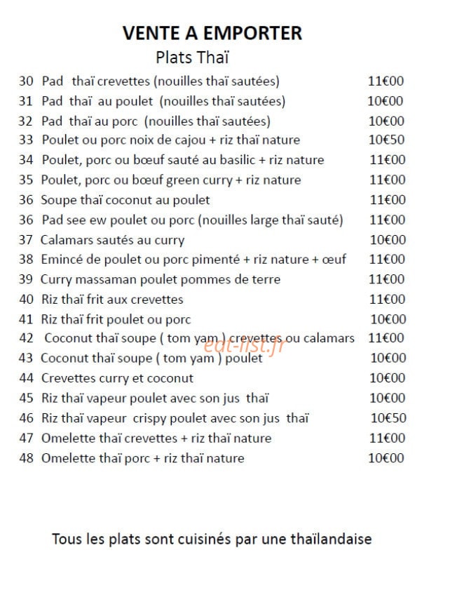 Le Chai Thai — carte page 2