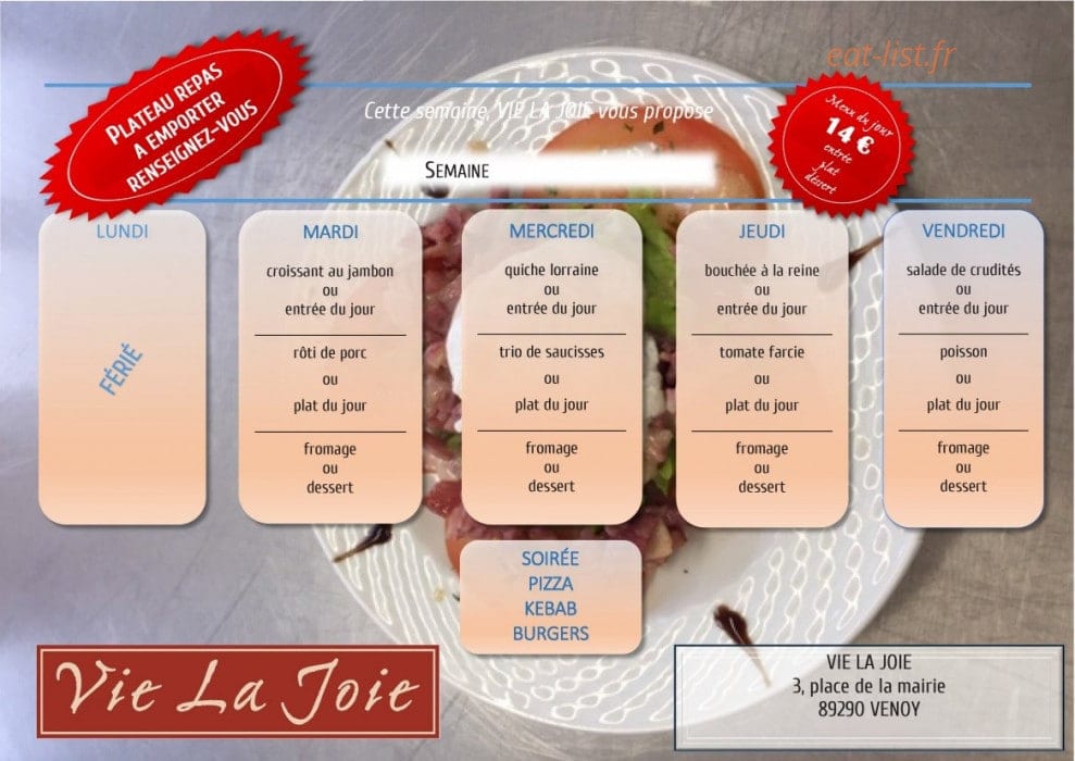 Vie La Joie — carte page 1
