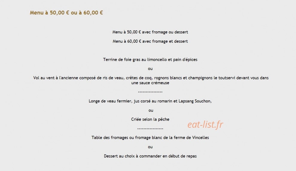 Auberge les Tilleuls — carte page 2