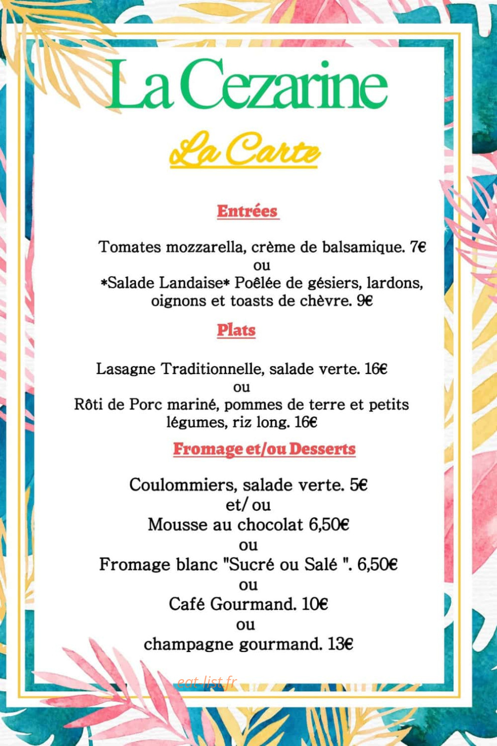 La Cezarine — carte page 1