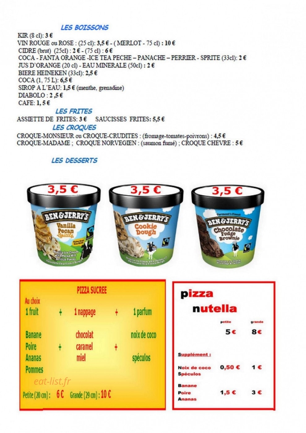 La Fringale — carte page 3