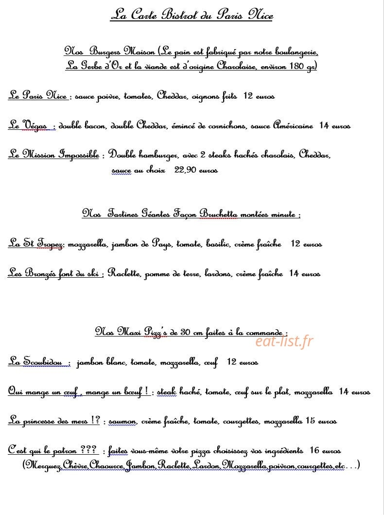 Le Paris Nice — carte page 14