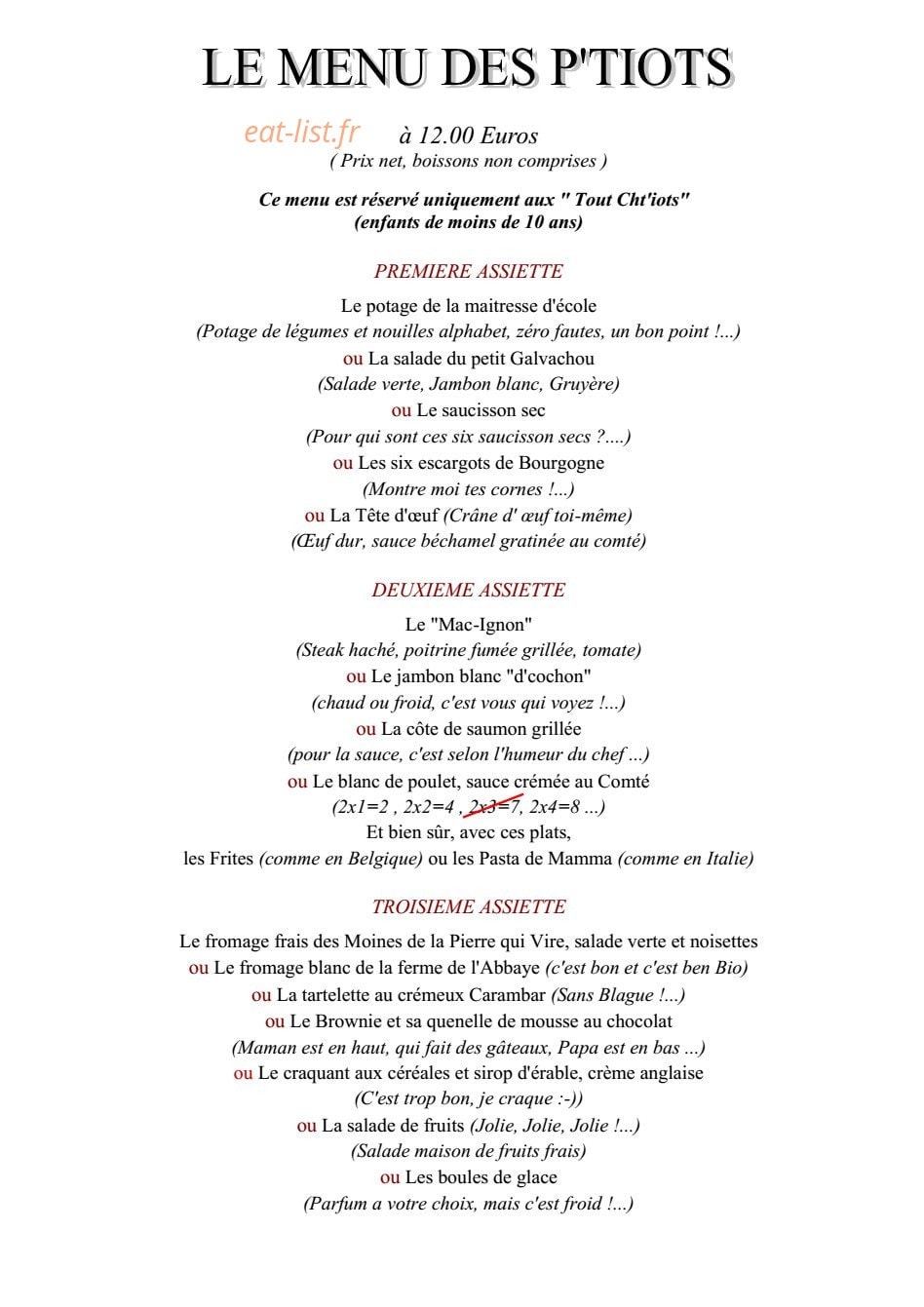 Auberge la Beursaudière — carte page 1