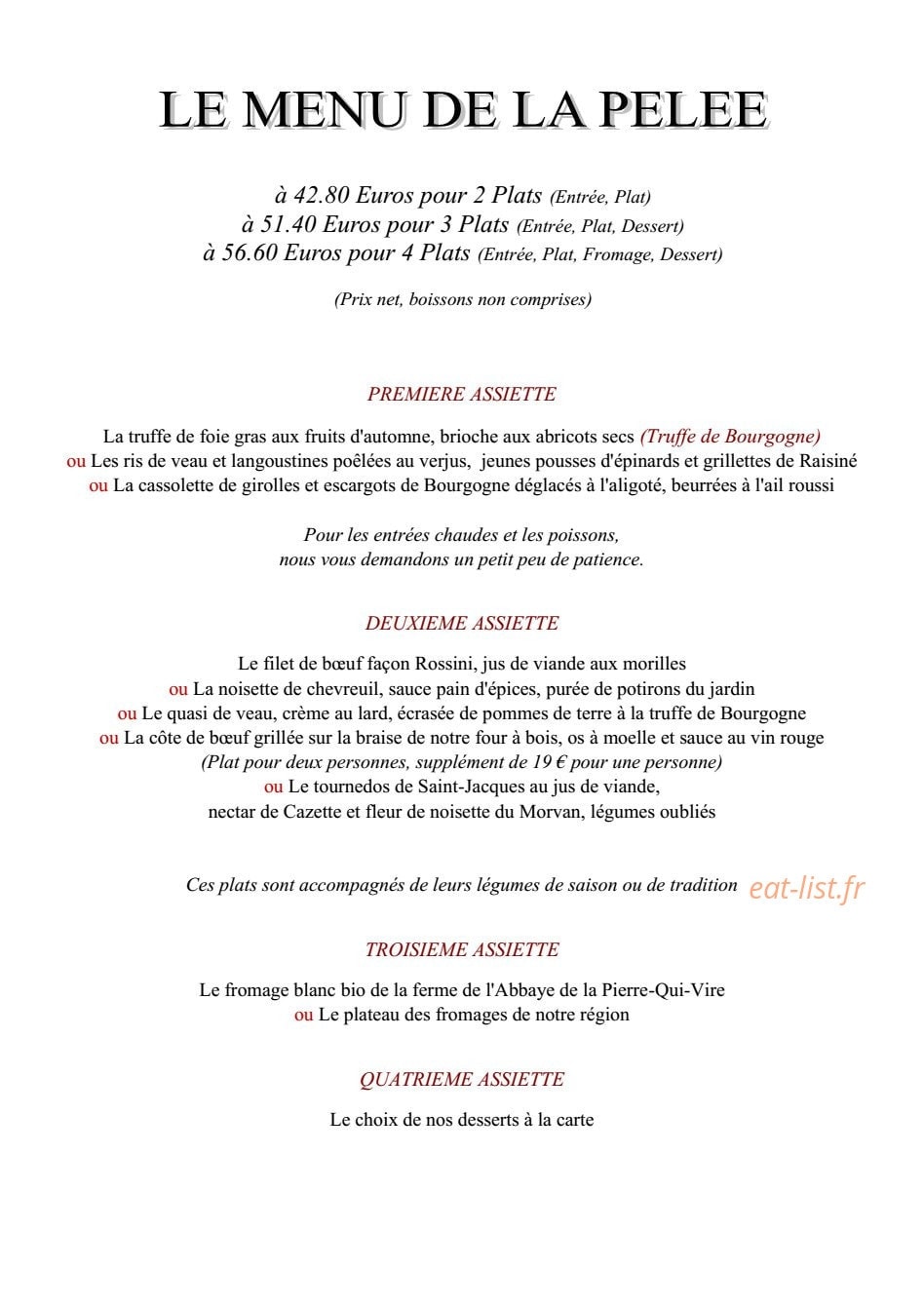 Auberge la Beursaudière — carte page 3