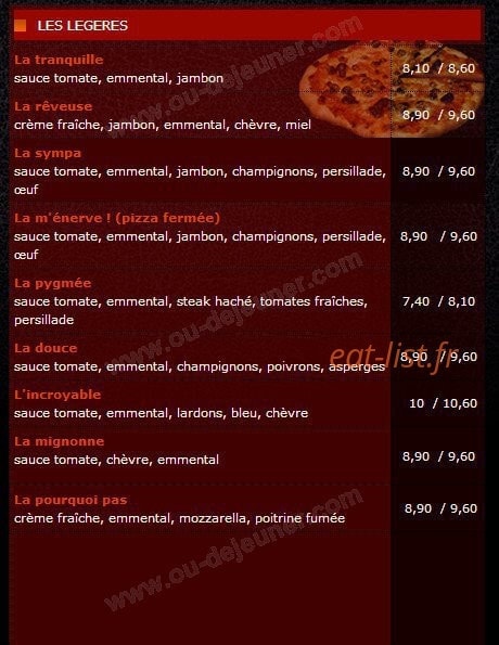 Mymy Pizza — carte page 5