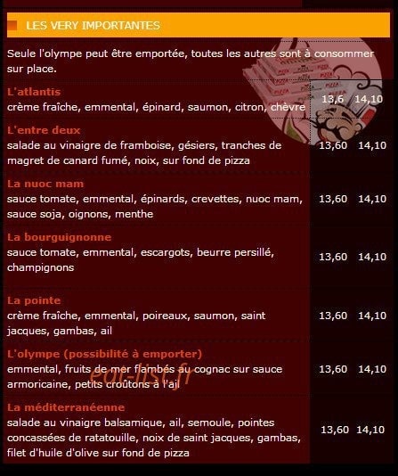 Mymy Pizza — carte page 4