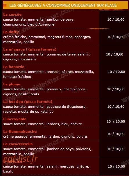 Mymy Pizza — carte page 2