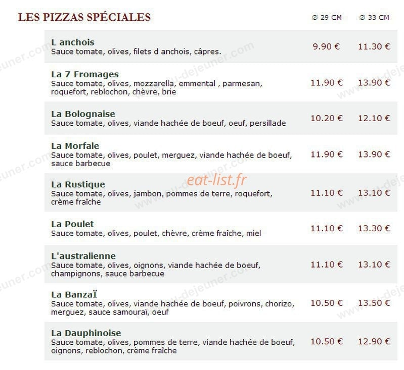 Le Kiosque à Pizzas — carte page 2