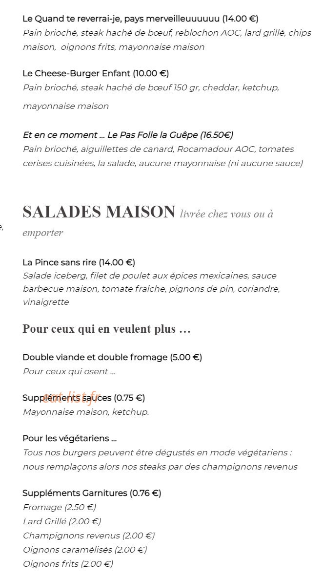 La Cantine de Champignelles — carte page 2