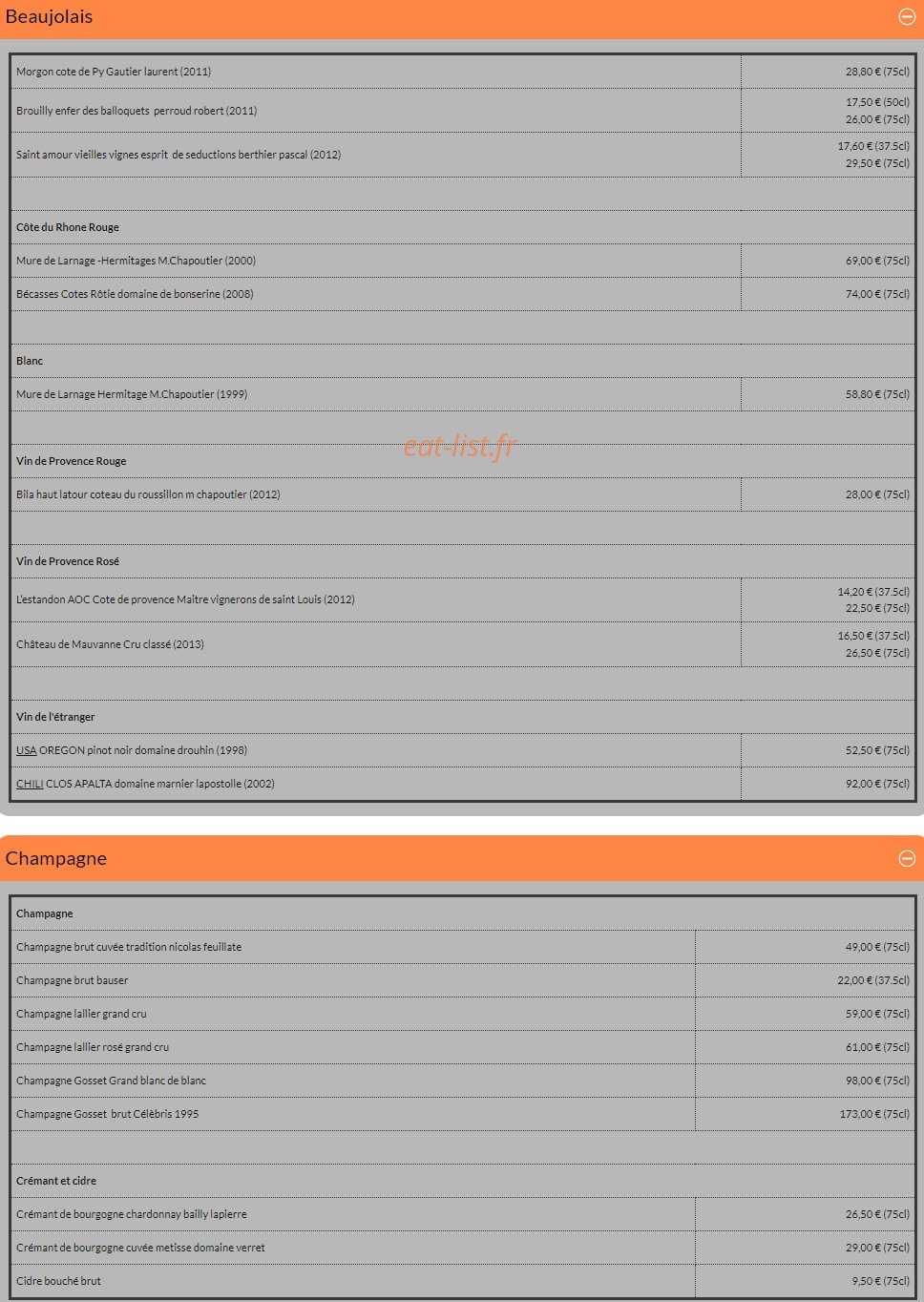 Le Relais Poyaudin — carte page 8