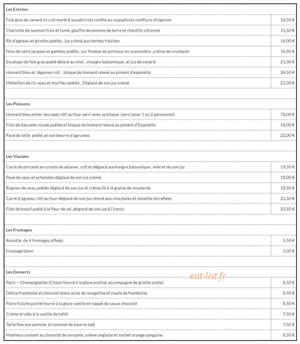 Le Relais Poyaudin — carte page 1
