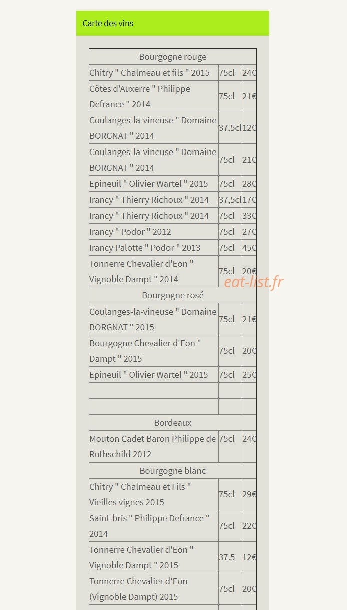 L' Auberge du Cléon — carte page 4