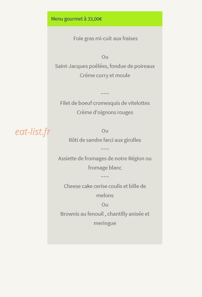 L' Auberge du Cléon — carte page 2