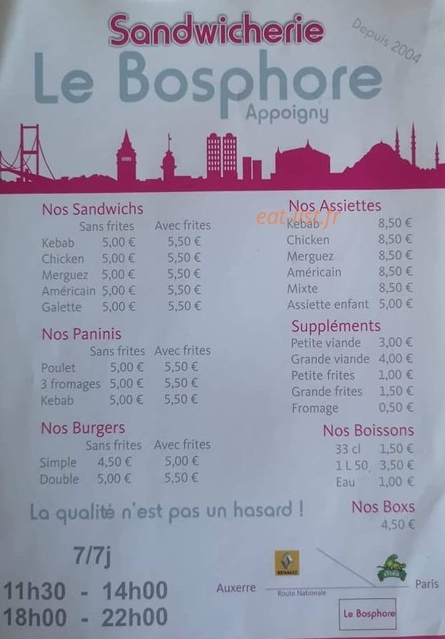 Le Bosphore — carte page 1