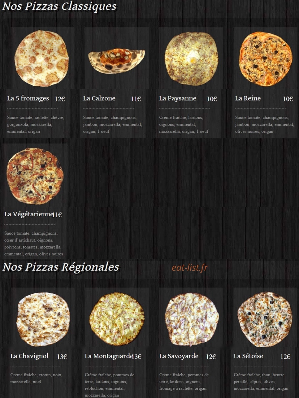 Pizza'Mour — carte page 1