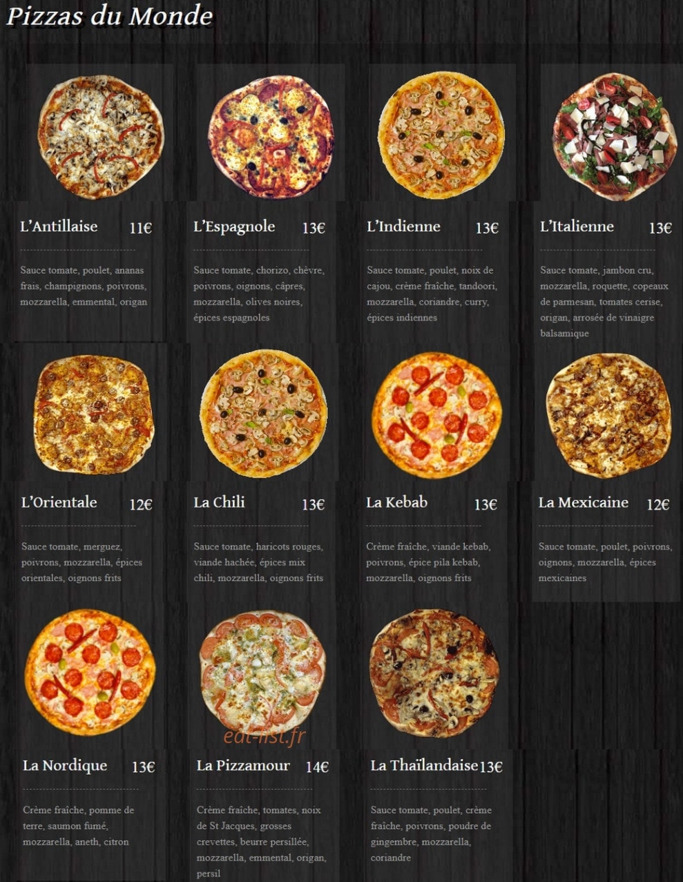 Pizza'Mour — carte page 2