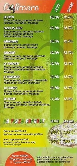 Calimero Pizza — carte page 4