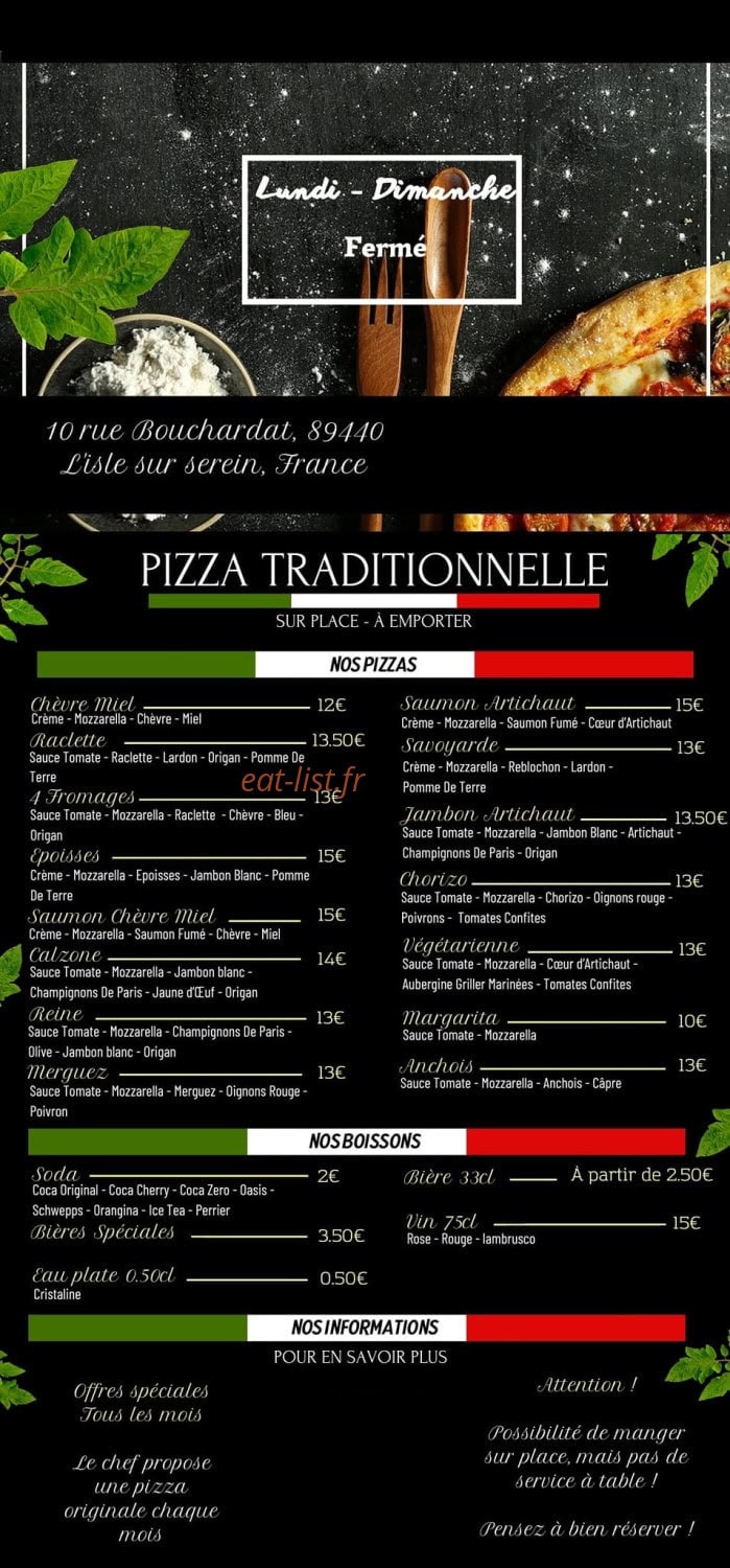 Nicopizza — carte page 1