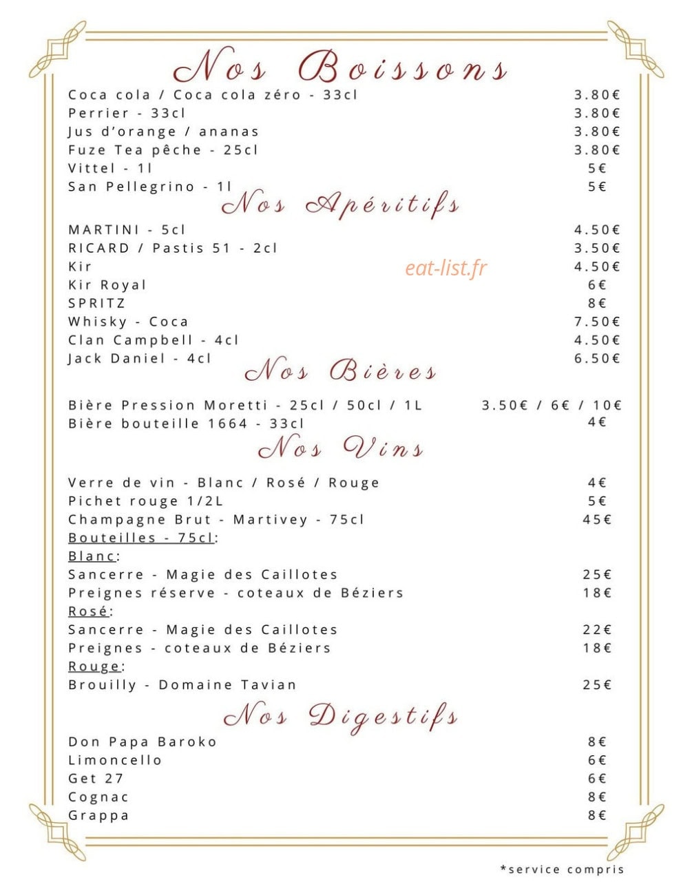 L'Auberge du Grêlat — carte page 7