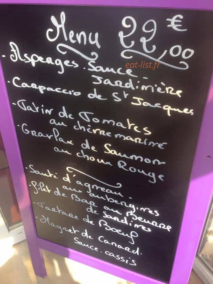 Carte et menu de Au vieux Tilleul à Villeneuve sur Yonne — Exemple de menu