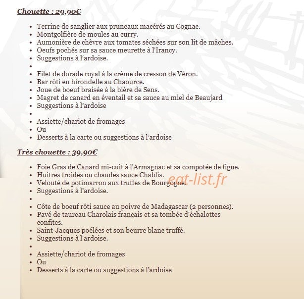 La Lucarne aux Chouettes — carte page 2