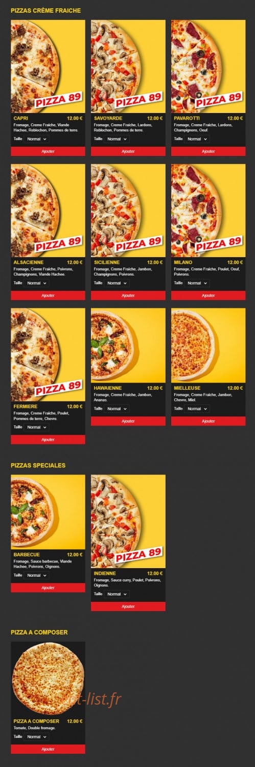 Pizza place — carte page 3