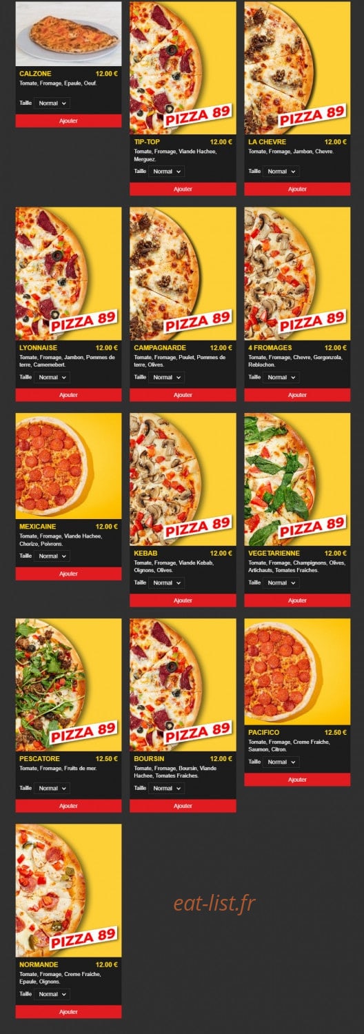 Pizza place — carte page 2