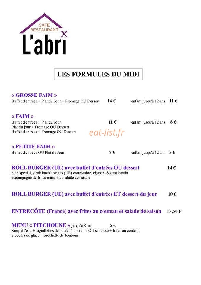 L'Abri — carte page 1