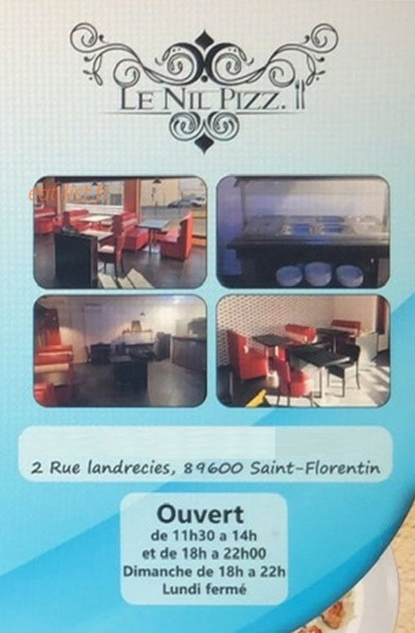 Le Nil pizz — carte page 1
