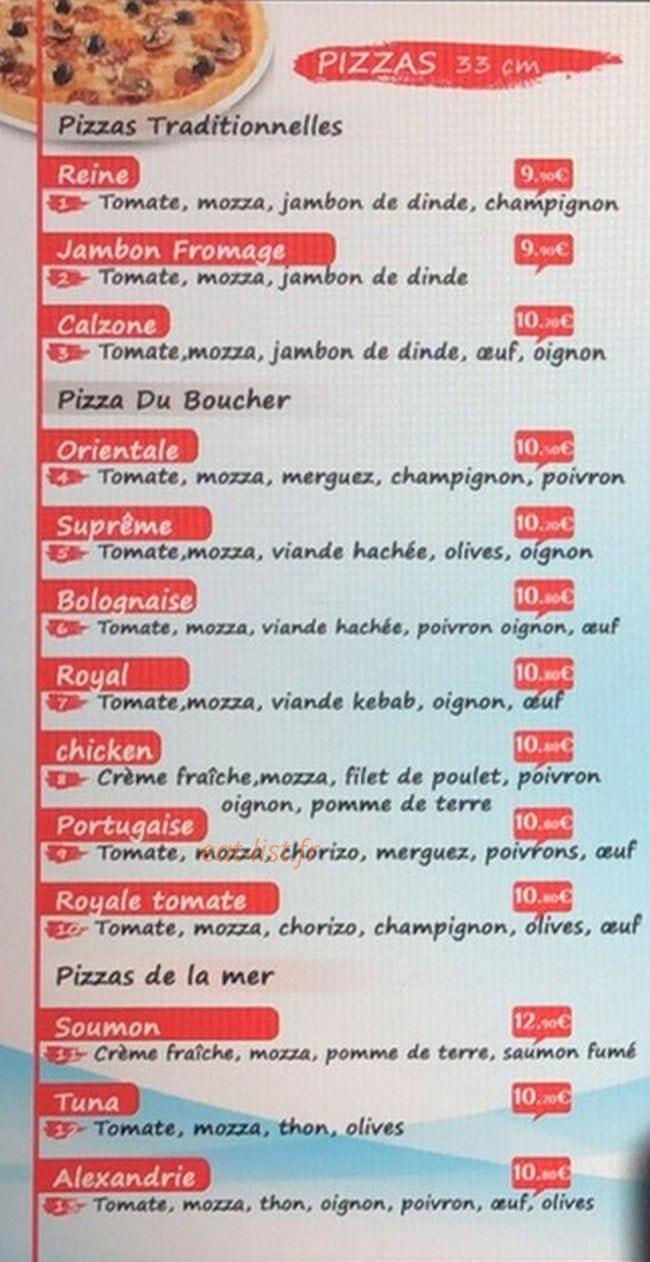 Le Nil pizz — carte page 5