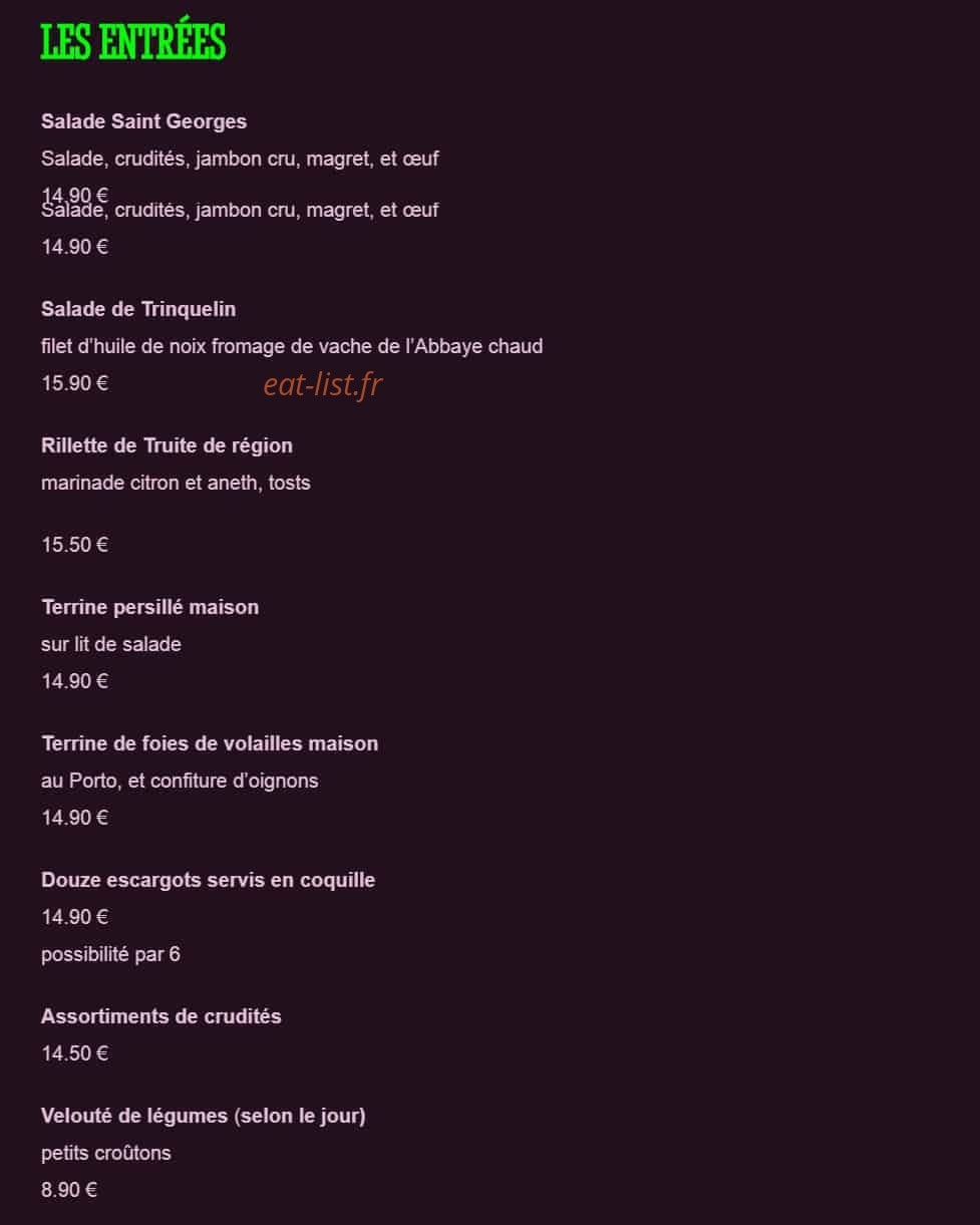 Le Saint Georges — carte page 2