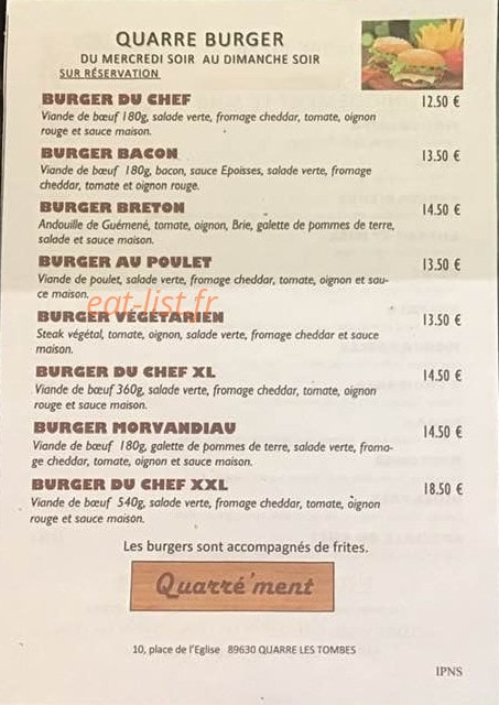 Quarre Creme — carte page 1