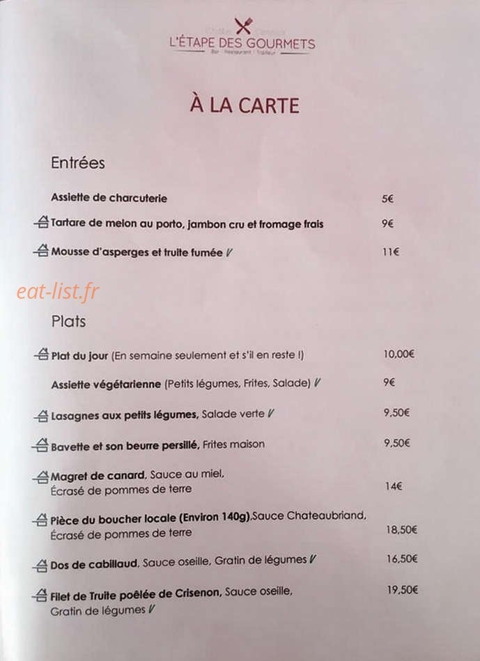 L'étape des gourmets — carte page 3