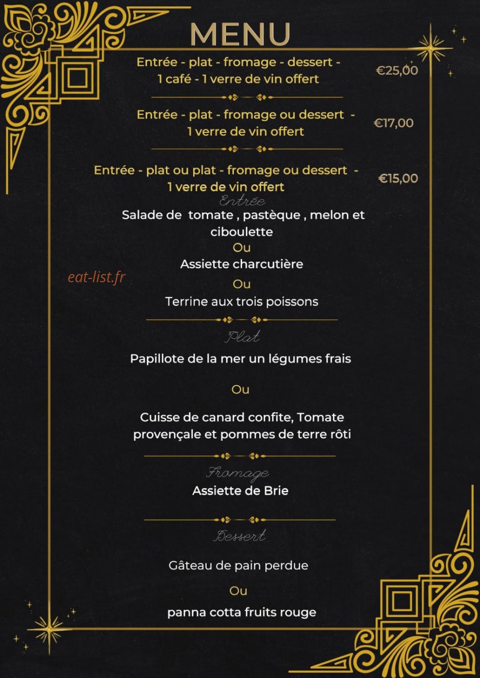 Chez Sonny — carte page 1