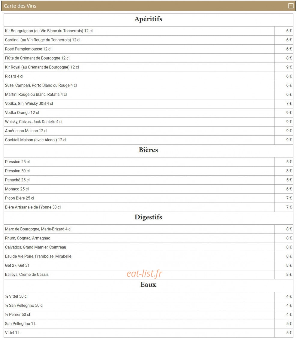Auberge de Bourgogne — carte page 5