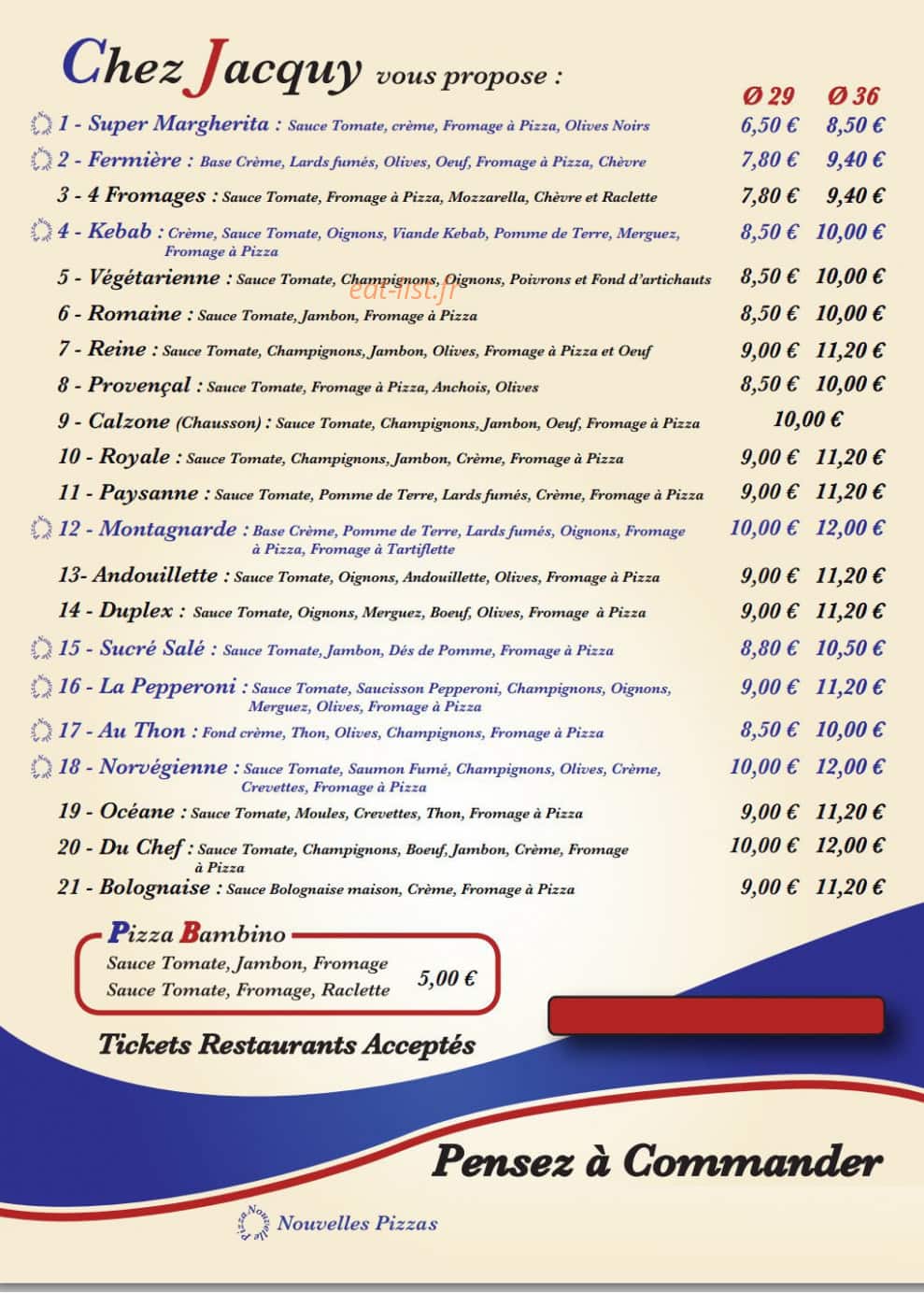 Chez Jacquy — carte page 1