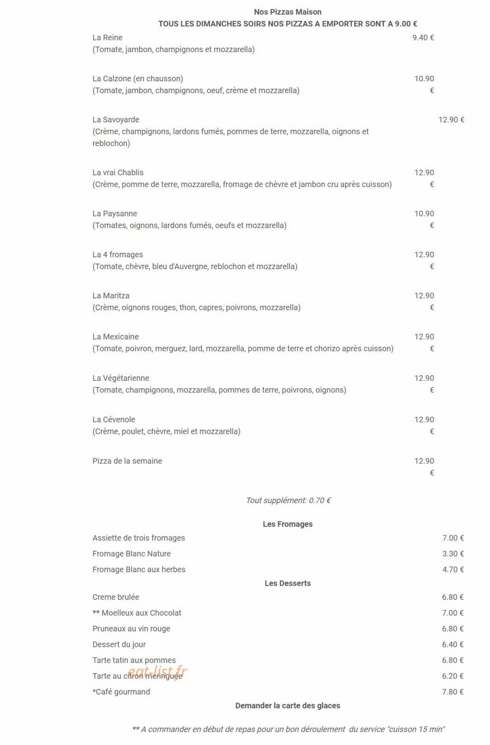 Au Vrai Chablis — carte page 2