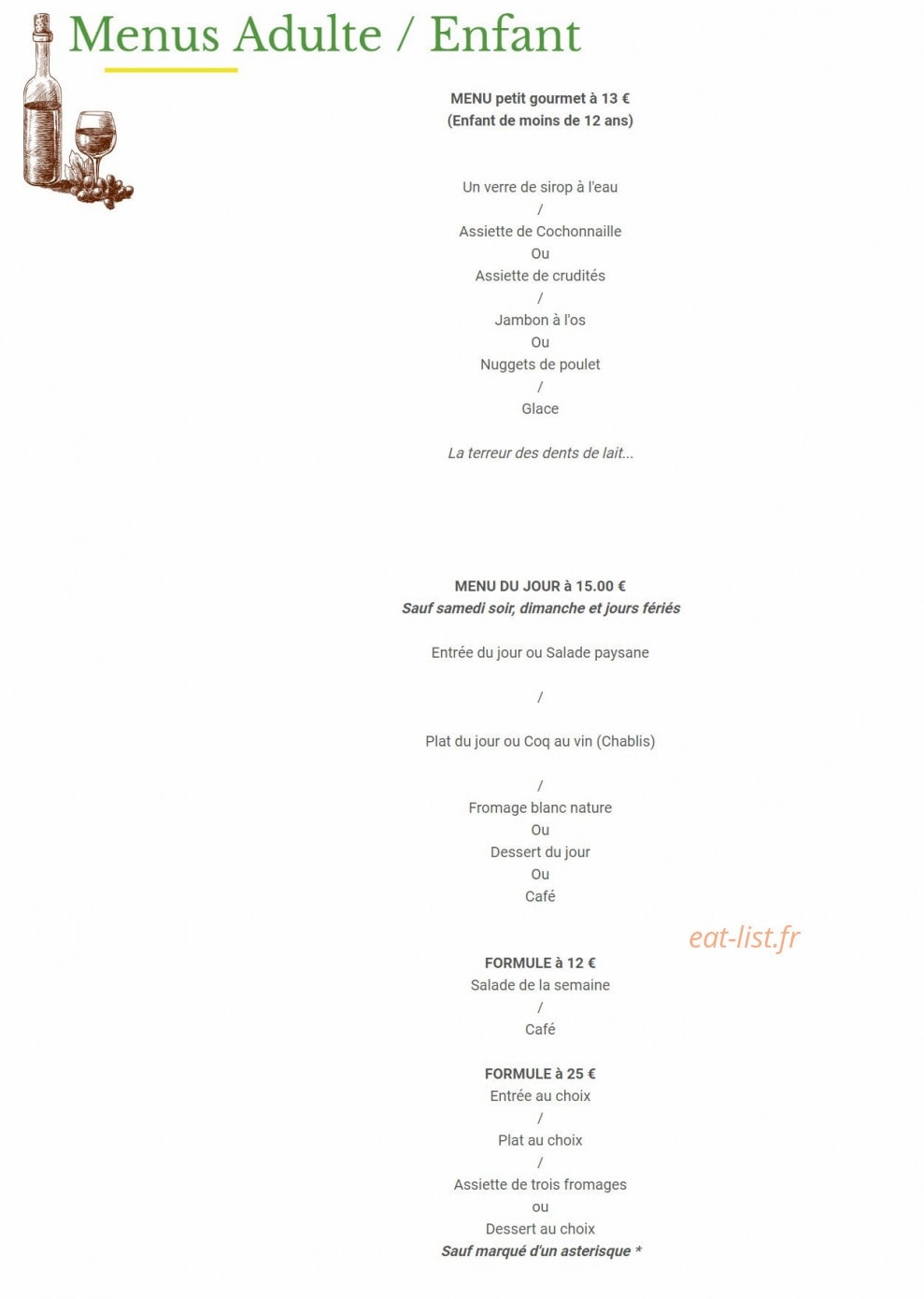 Au Vrai Chablis — carte page 3