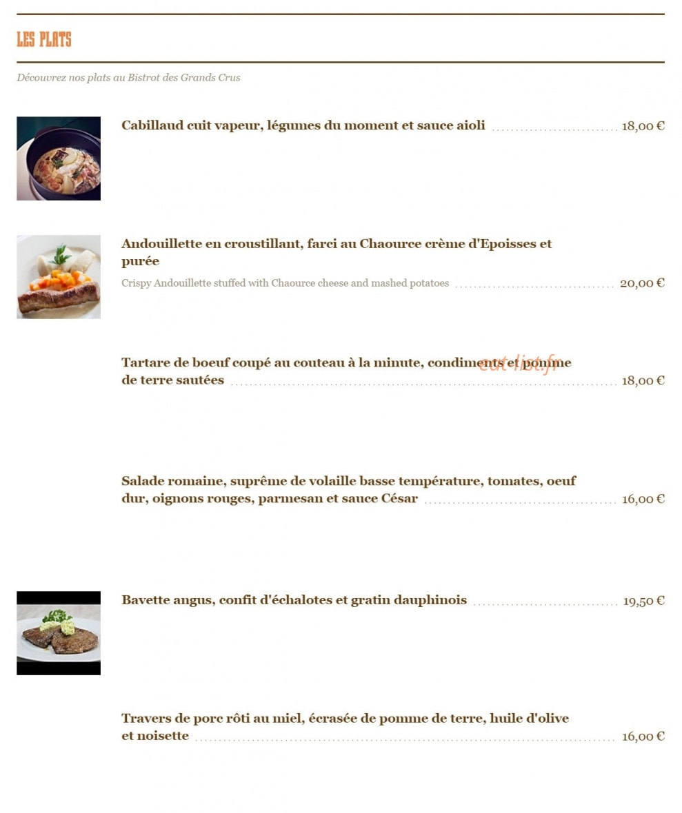 Bistrot des Grands crus — carte page 3