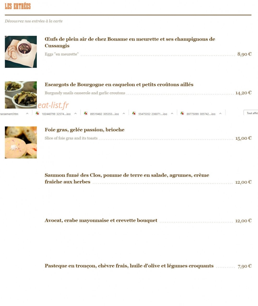 Bistrot des Grands crus — carte page 2
