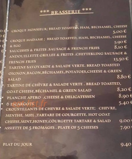 Chablis Bar — carte page 3