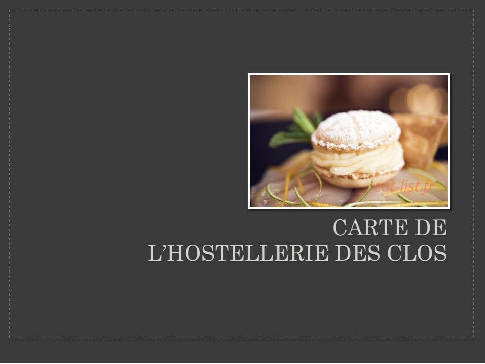 Hostellerie des Clos — carte page 1