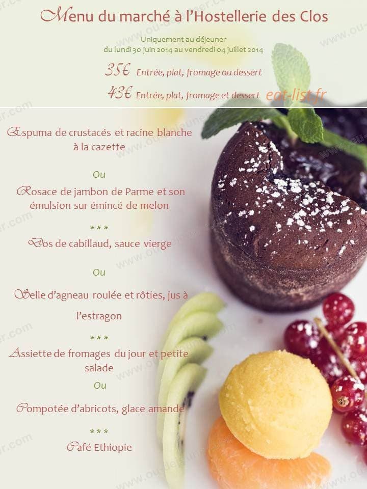Hostellerie des Clos — carte page 13