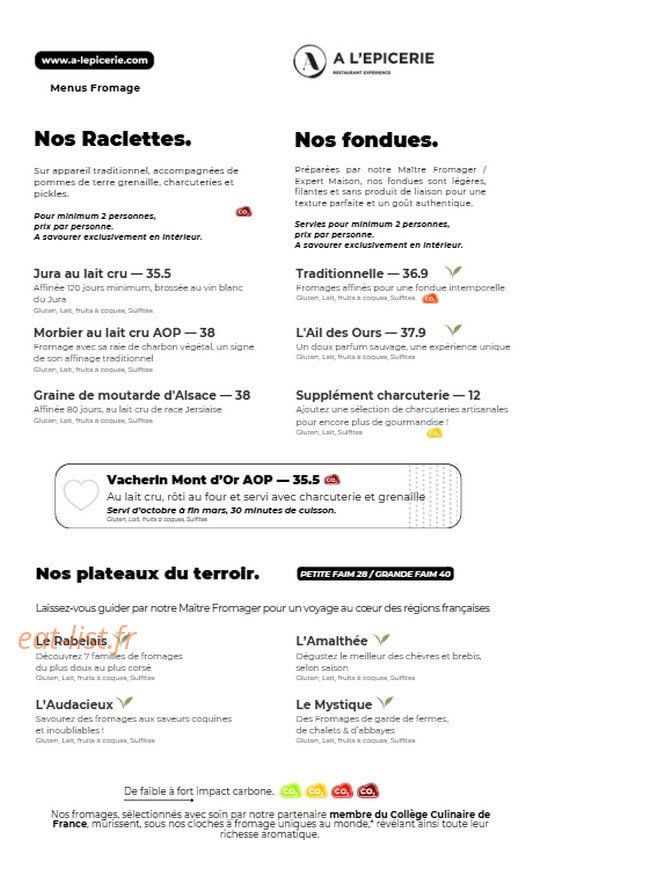 A l'Epicerie — carte page 4